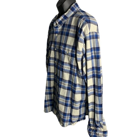 Wrangler Button Up Long Sleeve Shirt 3XL Blue Plaid Flex for Comfort Pockets - Picture 3 of 6